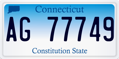 CT license plate AG77749
