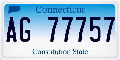 CT license plate AG77757