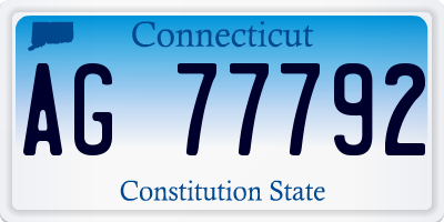 CT license plate AG77792