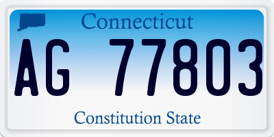 CT license plate AG77803