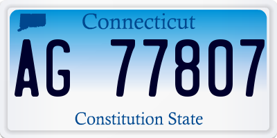 CT license plate AG77807