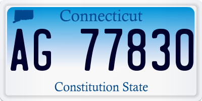 CT license plate AG77830