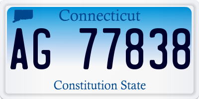 CT license plate AG77838