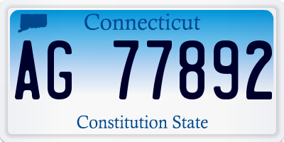 CT license plate AG77892