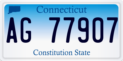 CT license plate AG77907