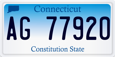 CT license plate AG77920