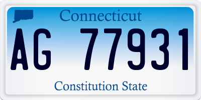 CT license plate AG77931