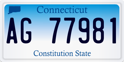 CT license plate AG77981