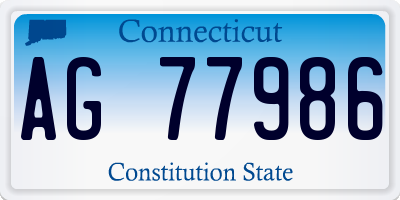 CT license plate AG77986