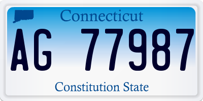 CT license plate AG77987