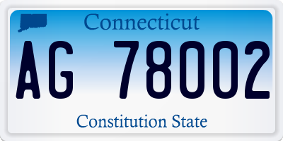 CT license plate AG78002