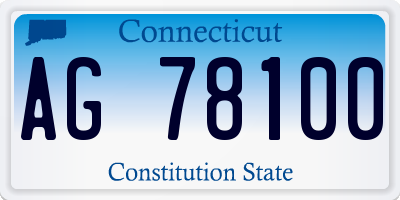 CT license plate AG78100