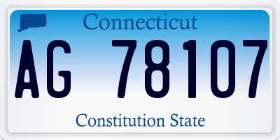 CT license plate AG78107
