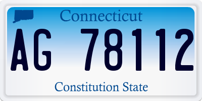 CT license plate AG78112