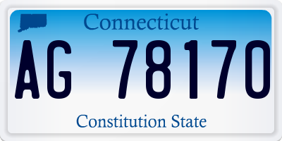 CT license plate AG78170