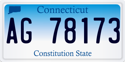 CT license plate AG78173