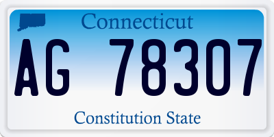 CT license plate AG78307