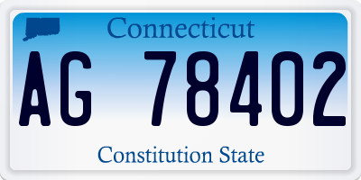 CT license plate AG78402