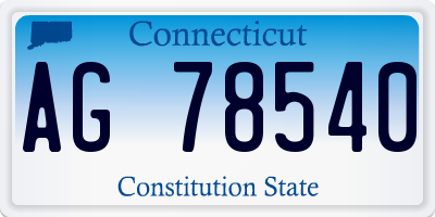 CT license plate AG78540