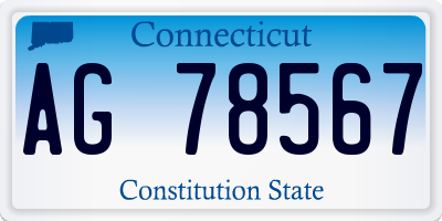 CT license plate AG78567