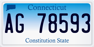 CT license plate AG78593