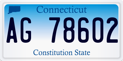 CT license plate AG78602