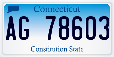 CT license plate AG78603