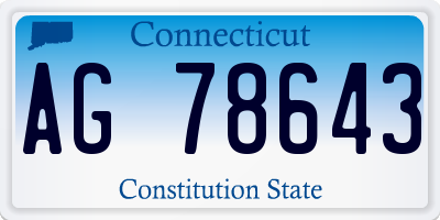CT license plate AG78643