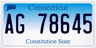 CT license plate AG78645