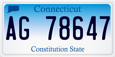 CT license plate AG78647
