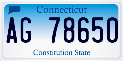 CT license plate AG78650
