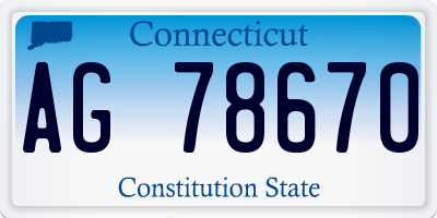 CT license plate AG78670