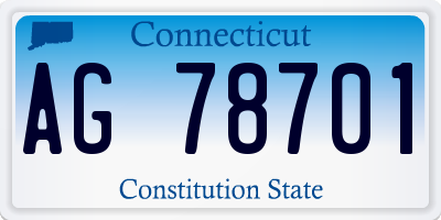 CT license plate AG78701