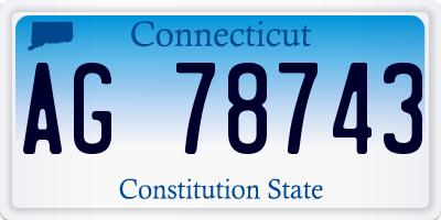 CT license plate AG78743