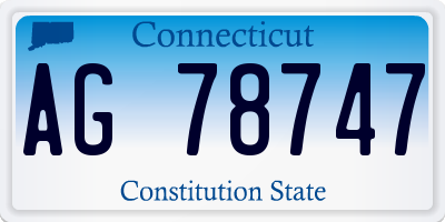CT license plate AG78747
