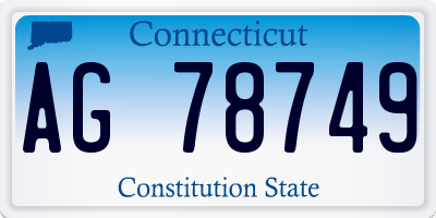 CT license plate AG78749