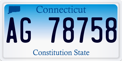 CT license plate AG78758