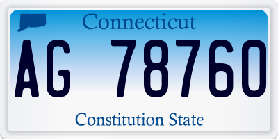 CT license plate AG78760