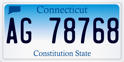 CT license plate AG78768