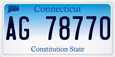 CT license plate AG78770