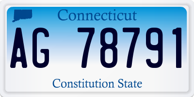 CT license plate AG78791