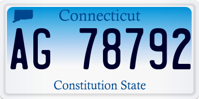 CT license plate AG78792