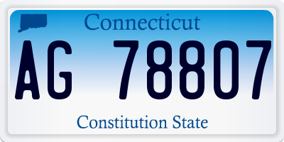CT license plate AG78807