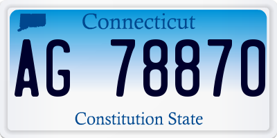 CT license plate AG78870