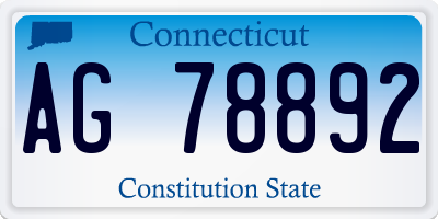 CT license plate AG78892