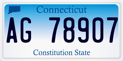 CT license plate AG78907