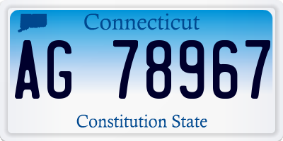 CT license plate AG78967
