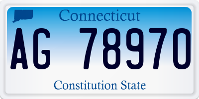 CT license plate AG78970