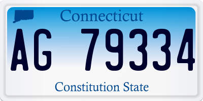 CT license plate AG79334