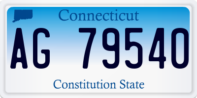 CT license plate AG79540